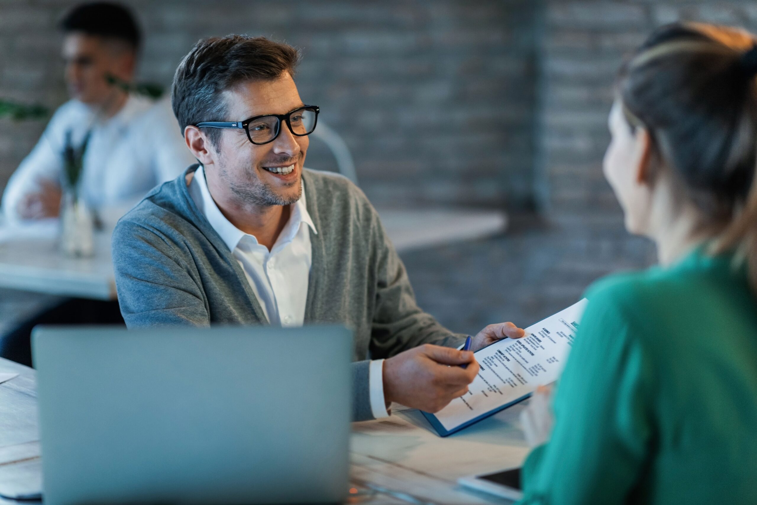 businessman discussing financial reports